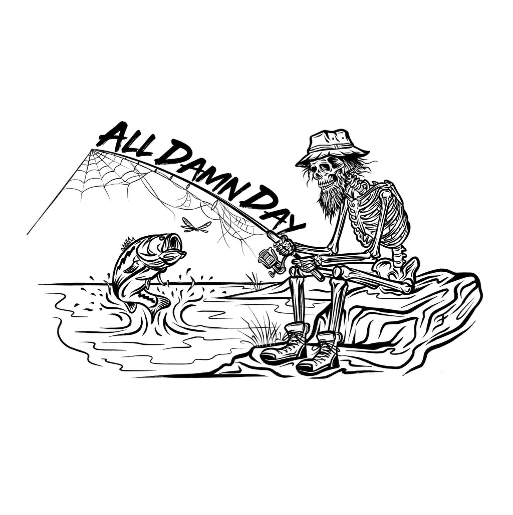 All Damn Day Fishing Transfer Sticker