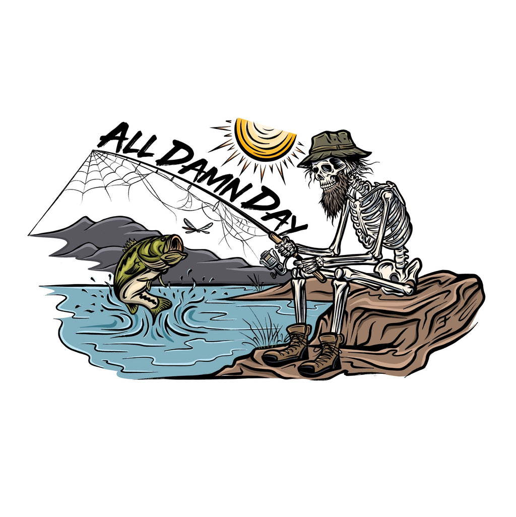 All Damn Day Fishing Transfer Sticker