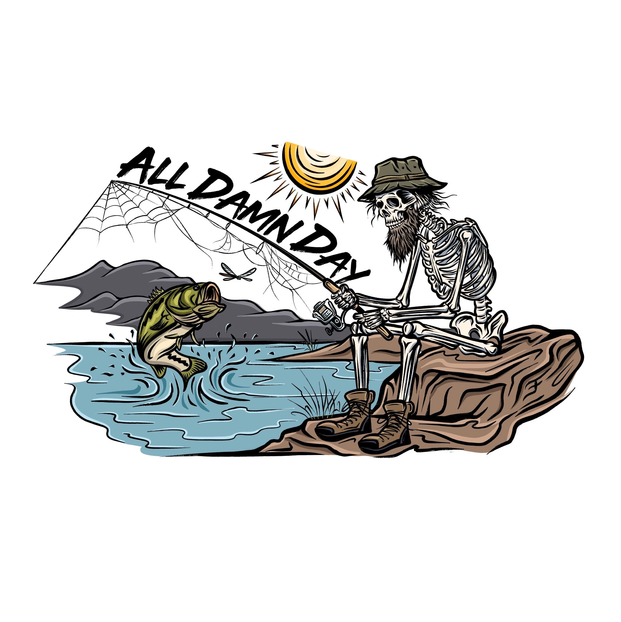 All Damn Day Fishing Transfer Sticker